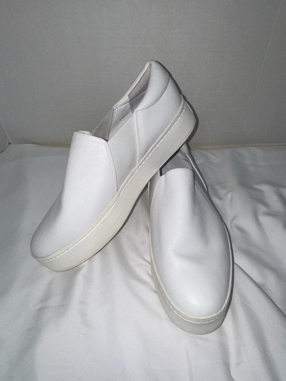 Vince White leather Slip-On Platform Sneakers
